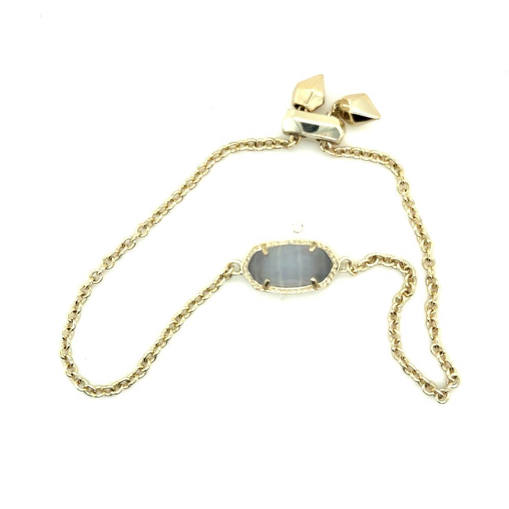 Kendra Scott Elaina Adjustable Chain Bracelet Gold Gray Cats Eye Stone